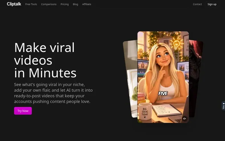 Screenshot of the Cliptalk® homepage