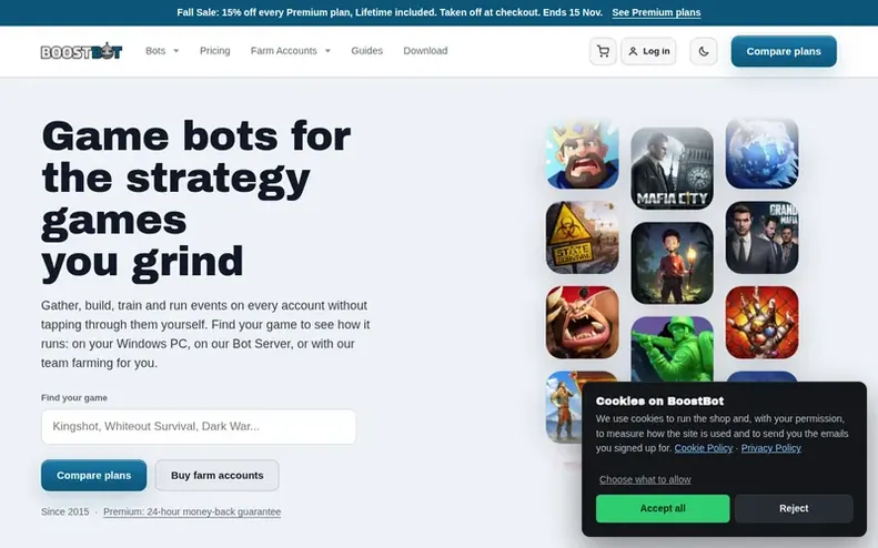 Screenshot of the BoostBot homepage