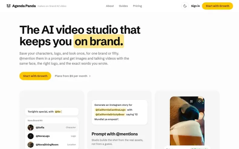 Screenshot of the Agenda Panda homepage