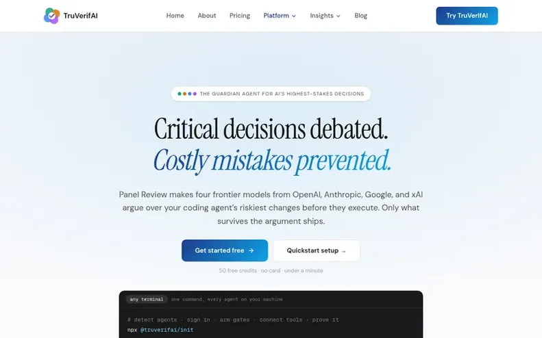Screenshot of the TruVerifAI Panel Review homepage
