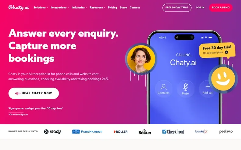 Screenshot of the Chaty.ai homepage