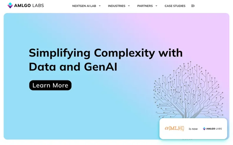 Screenshot of the Amlgo Labs homepage