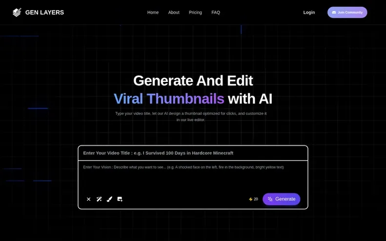 Screenshot of the GenLayers homepage