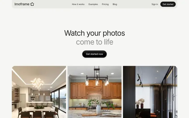 Screenshot of the Imoframe homepage