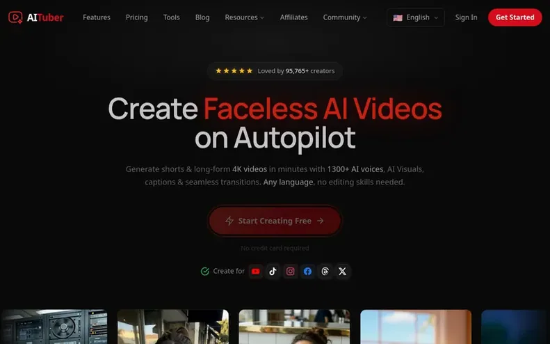 Screenshot of the AITuber homepage