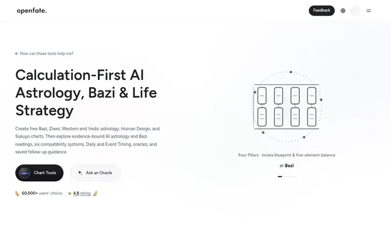 Screenshot of the OpenFate homepage