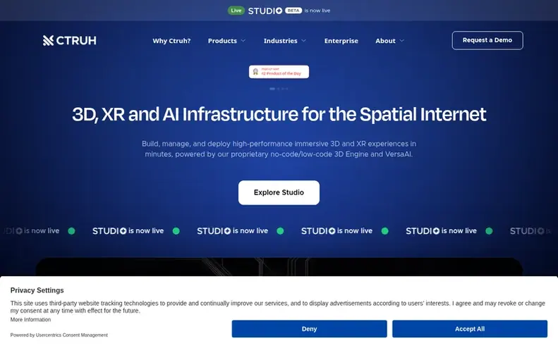 Screenshot of the Ctruh homepage