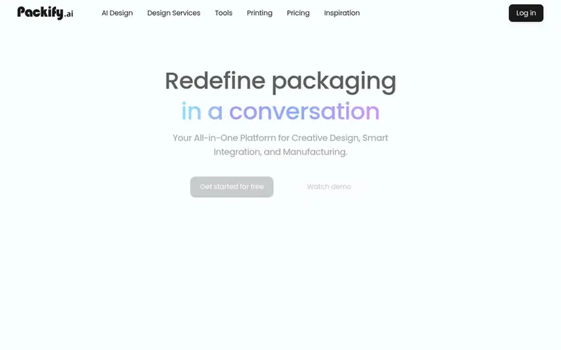 Screenshot of the Packify homepage