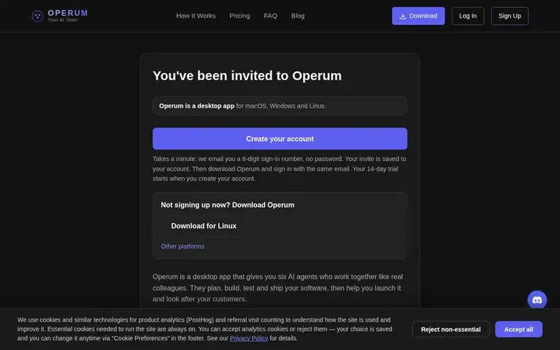 Screenshot of the operum.ai homepage
