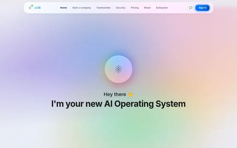 Screenshot of the aiOS™ homepage