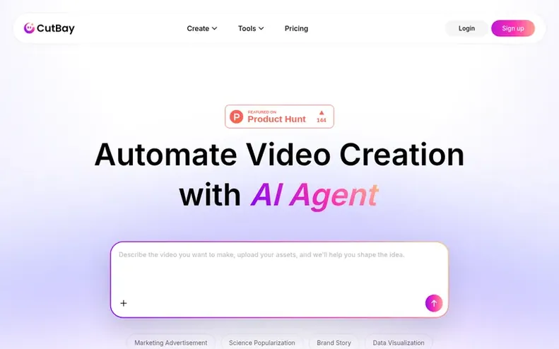 Screenshot of the CutBay homepage