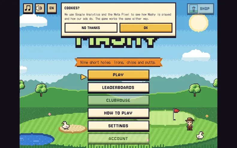 Screenshot of the Mashy homepage
