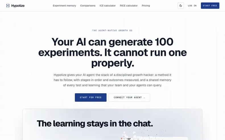 Screenshot of the Hypotize homepage