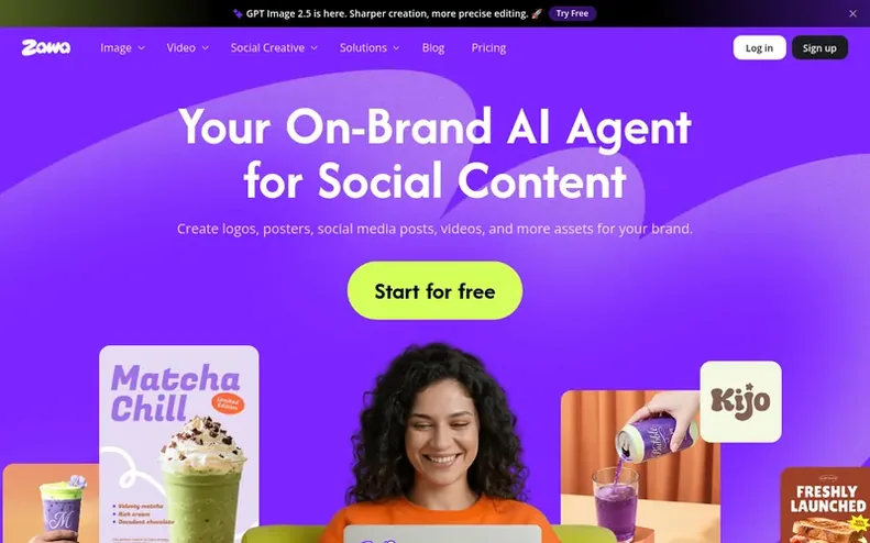 Screenshot of the Zawa homepage