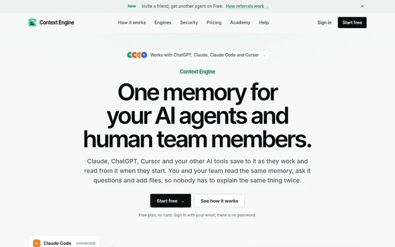 Screenshot of the Context Engine homepage