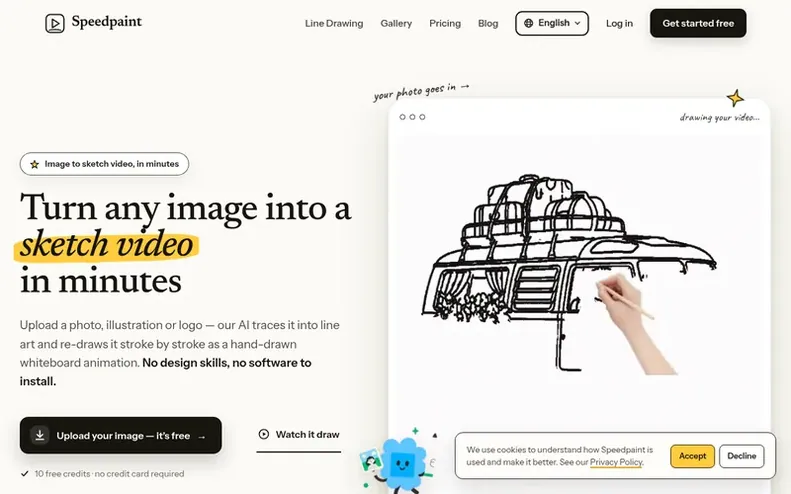 Screenshot of the Speedpaint homepage