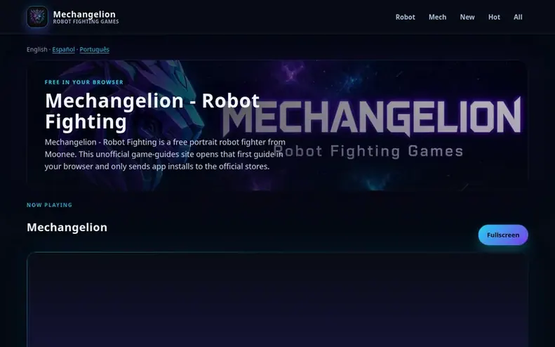 Screenshot of the Mechangelion homepage