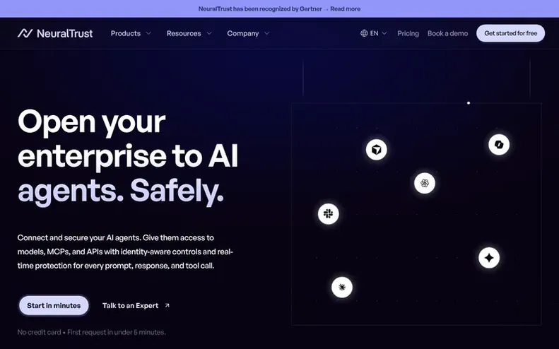 Screenshot of the NeuralTrust homepage