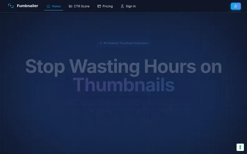 Screenshot of the Fumbnailer homepage
