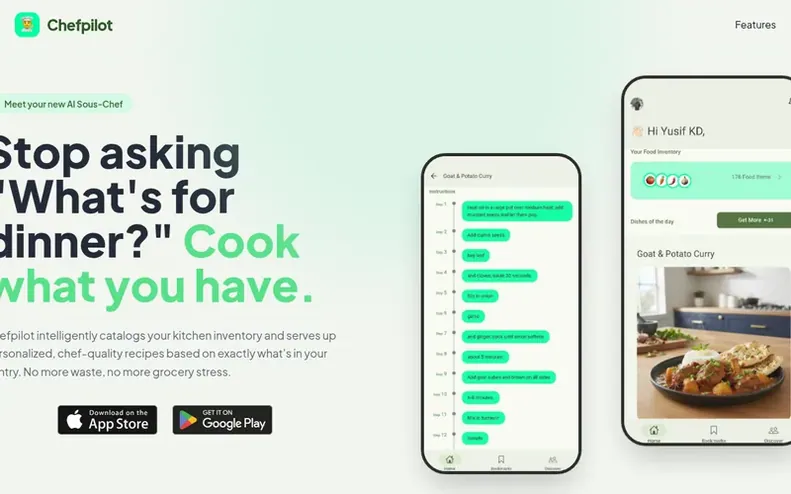 Screenshot of the Chefpilot homepage