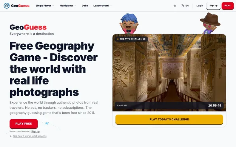 Screenshot of the GeoGuess homepage