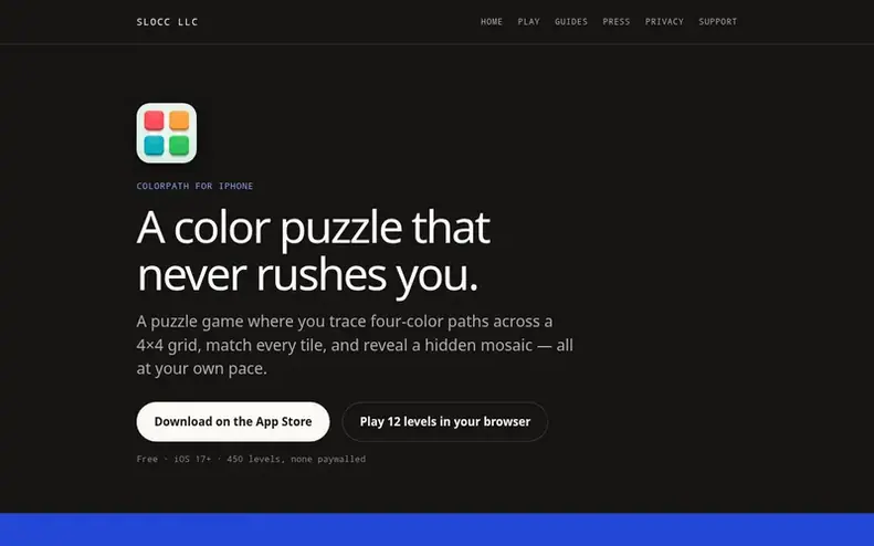 Screenshot of the ColorPath homepage