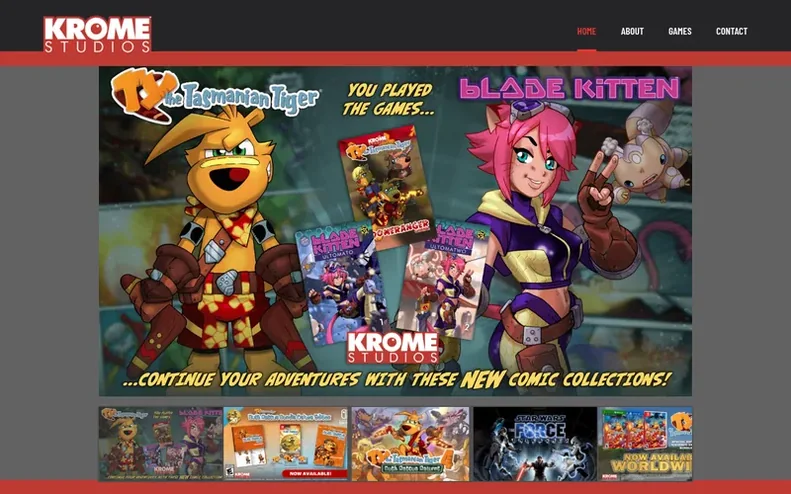 Screenshot of the Krome Studios homepage