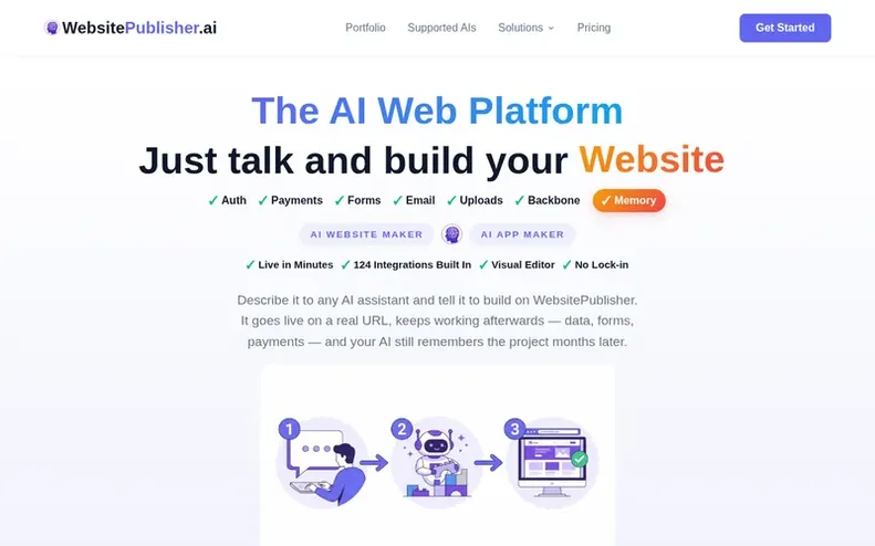Screenshot of the WebsitePublisher.ai homepage