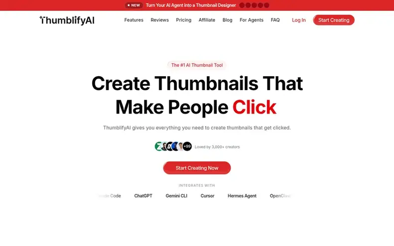 Screenshot of the ThumblifyAI homepage