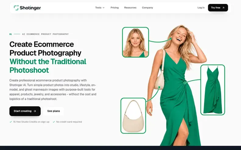 Screenshot of the Shotinger homepage