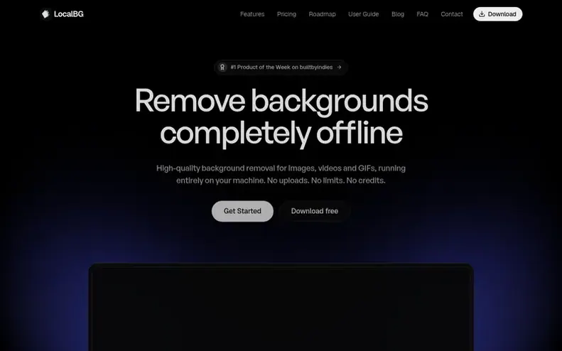 Screenshot of the LocalBG homepage