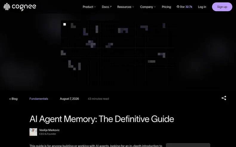 Screenshot of the Cognee homepage