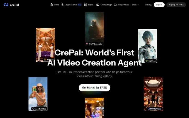 Screenshot of the CrePal homepage
