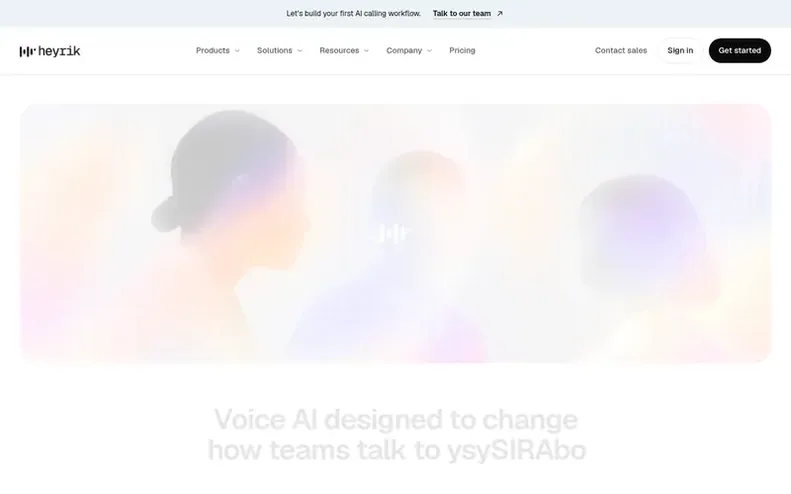 Screenshot of the HeyRik homepage