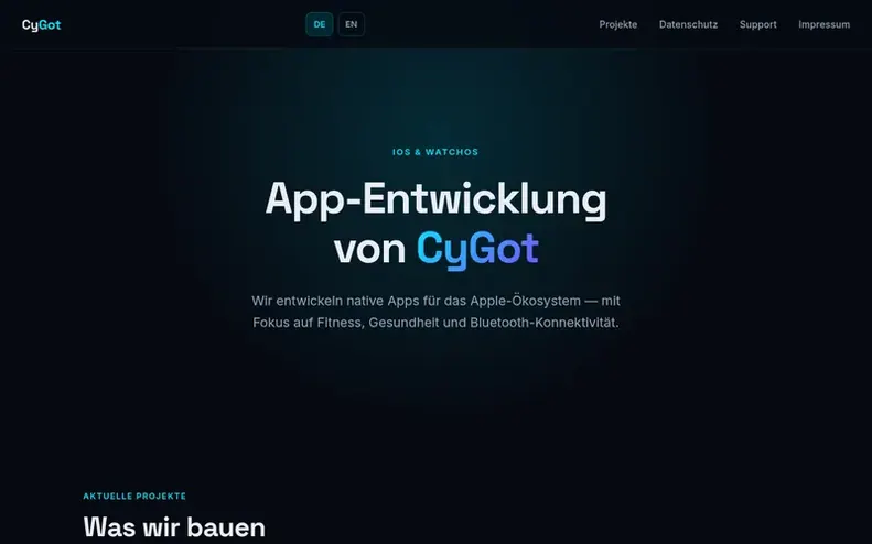 Screenshot of the CyGot homepage