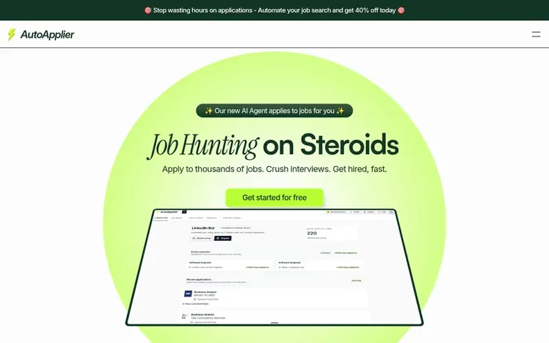 Screenshot of the AutoApplier homepage