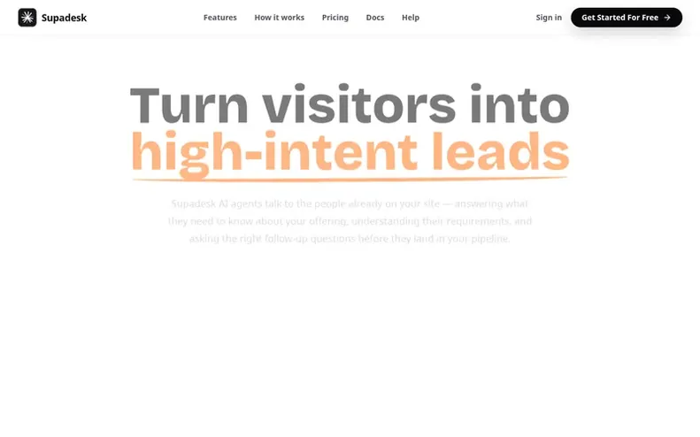 Screenshot of the Supadesk homepage