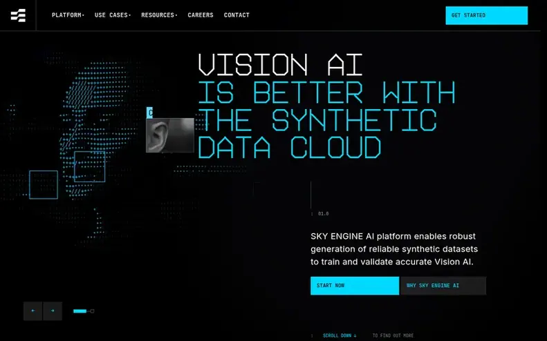 Screenshot of the SKY ENGINE AI homepage