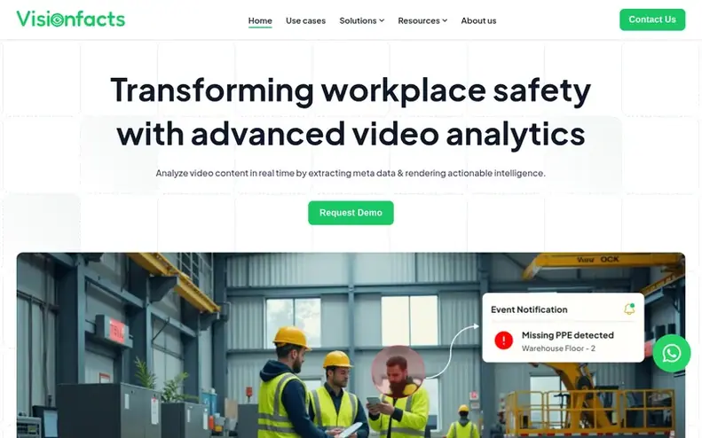 Screenshot of the Visionfacts homepage