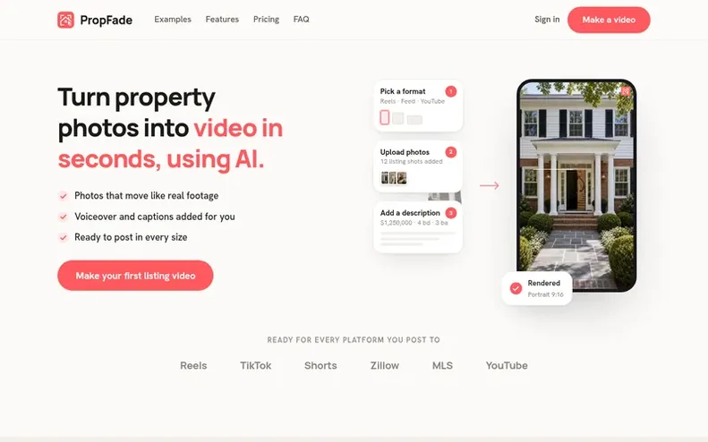 Screenshot of the PropFade homepage