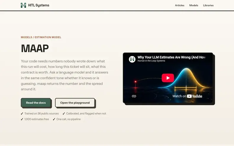 Screenshot of the maap homepage