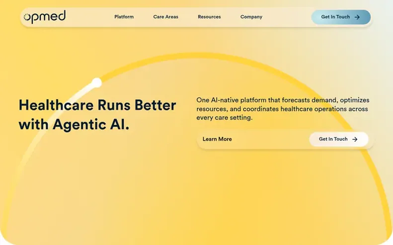 Screenshot of the Opmed homepage
