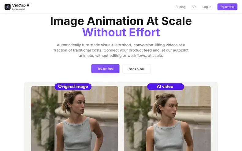 Screenshot of the VidCap AI homepage