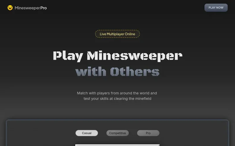 Screenshot of the MinesweeperPro homepage