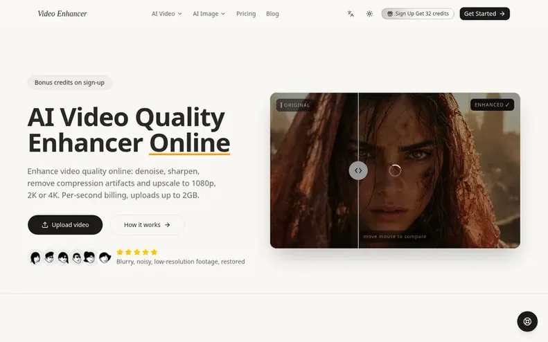 Screenshot of the Video Enhancer homepage