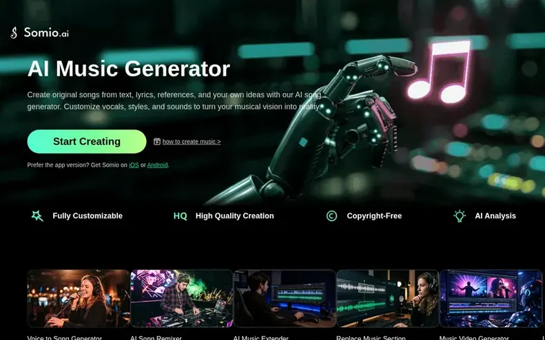 Screenshot of the Somio.ai homepage