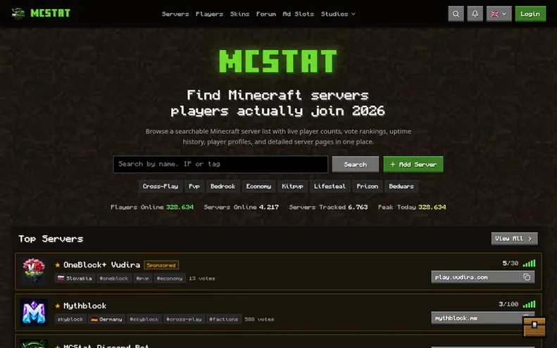 Screenshot of the MCStat.org homepage