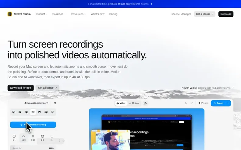 Screenshot of the Creavit Studio homepage