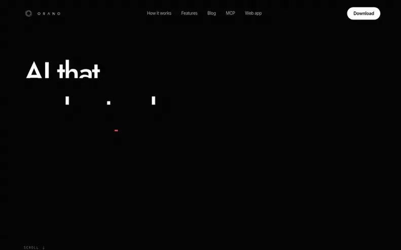 Screenshot of the ORANO homepage