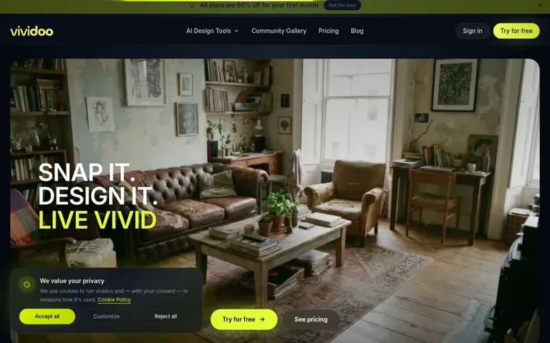 Screenshot of the vividoo homepage